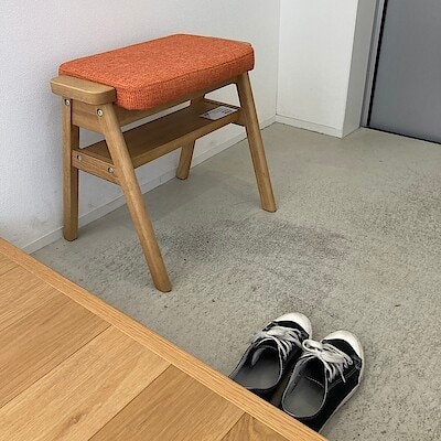 残反をつかったスタッキングスツール ポリエステルななこ織 オレンジ