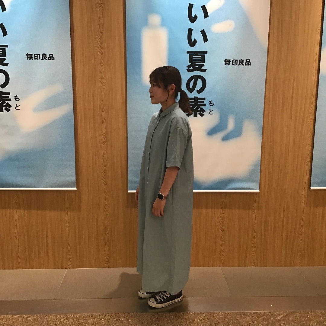 涼感五分袖シャツワンピース