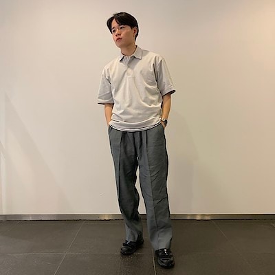 ヘンプ混シャツジャケット+ヘンプ混タックストレートパンツ セットアップ MUJI (無印良品) - 無印良品 紳士 ヘンプ混タックストレート