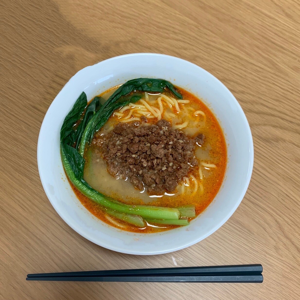 大豆ミートと鍋の素でつくる担々麺