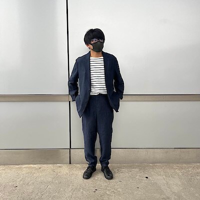 未使用級 無印良品 ネイビー セットアップ ビジネススーツ XL