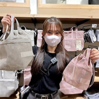 【ミウィ橋本】どんなふうに使う？大人気の立体メッシュ持ち手つき巾着