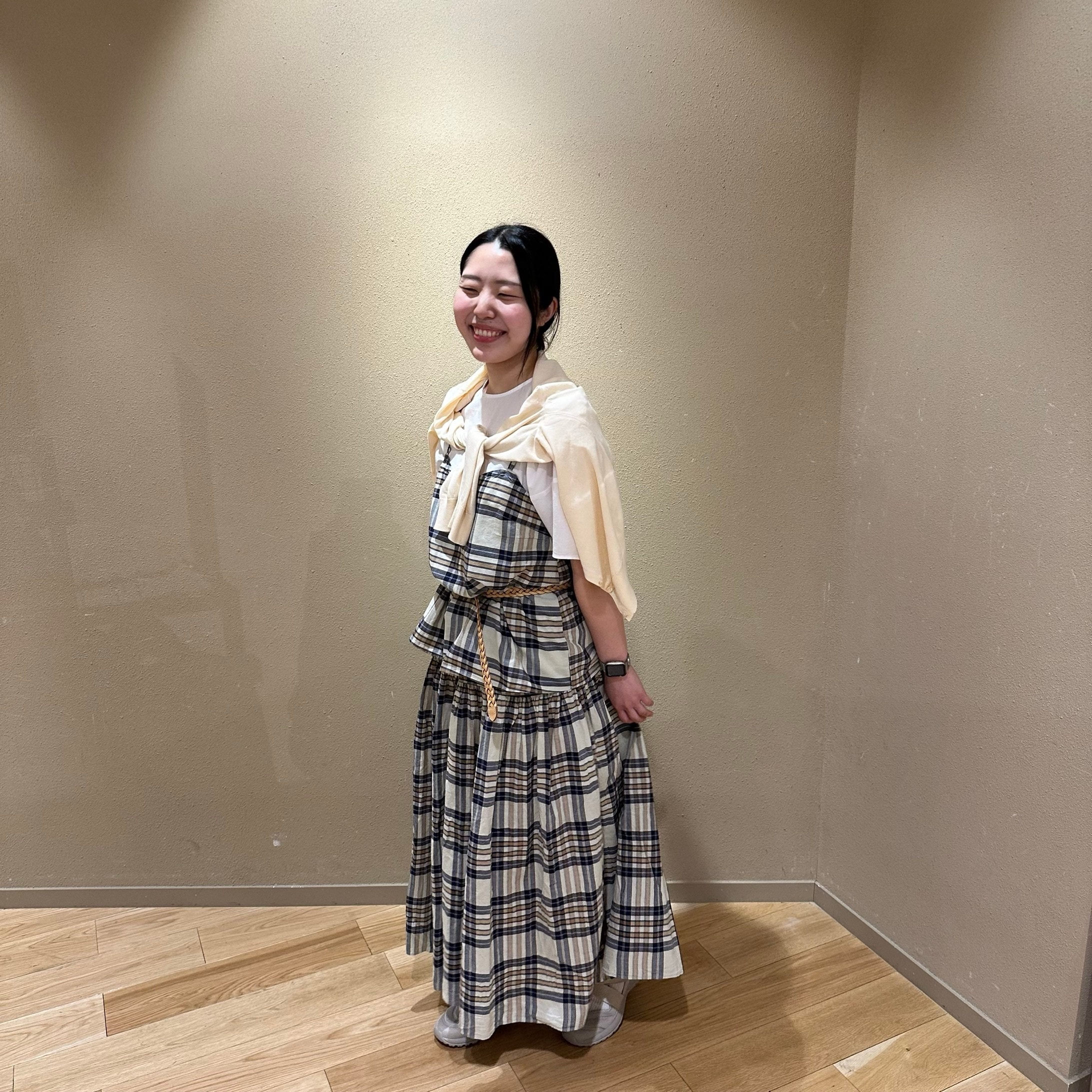 婦人　マドラスチェック