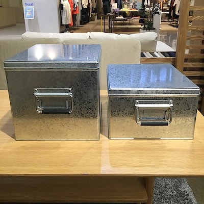 無印良品トタン ボックス フタ付き 大 6個セット 無印良品の「フタつきトタンボックス」は湿気も生活感もシャットアウト