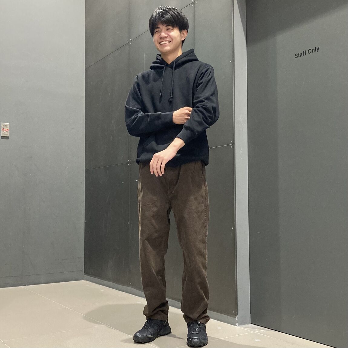 スウェットプルパーカコーデュロイイージーパンツ