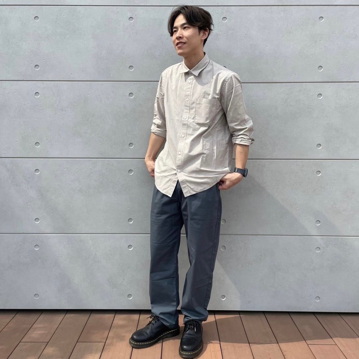 ルミネ立川　洗いざらしブロード長袖シャツ　リップストップイージーパンツ