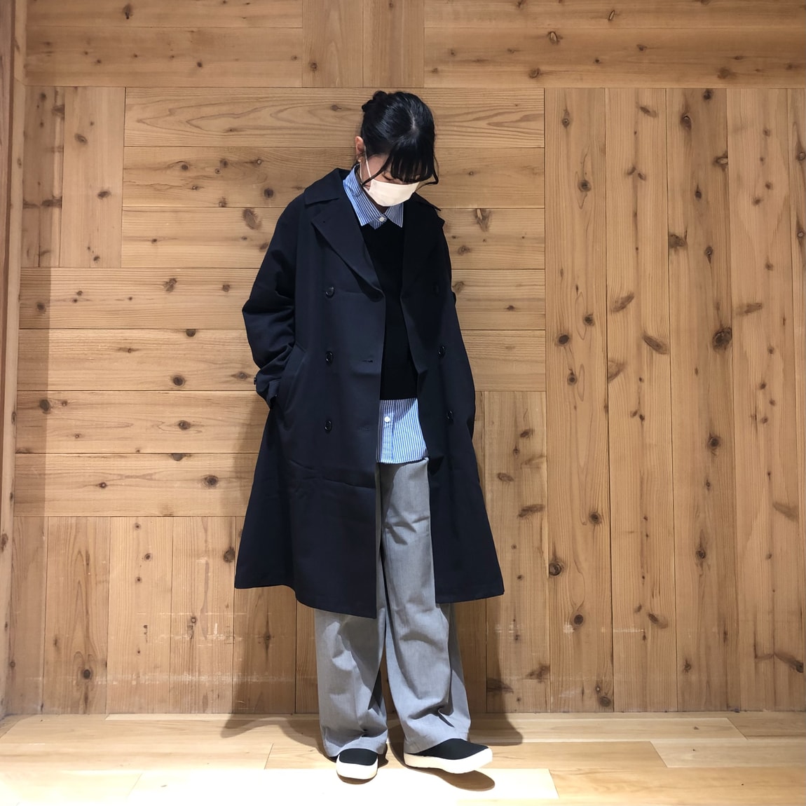 撥水トレンチコート・婦人M・ダークネイビー