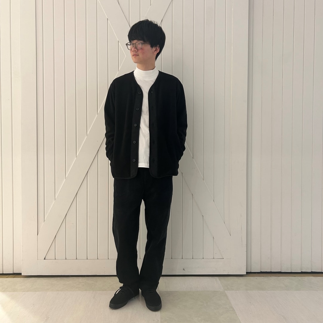 フリースカーディガン黒