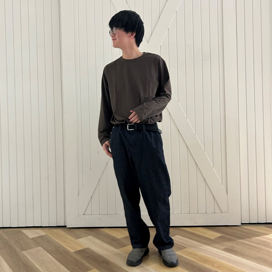 天竺長袖×デニムイージーパンツ