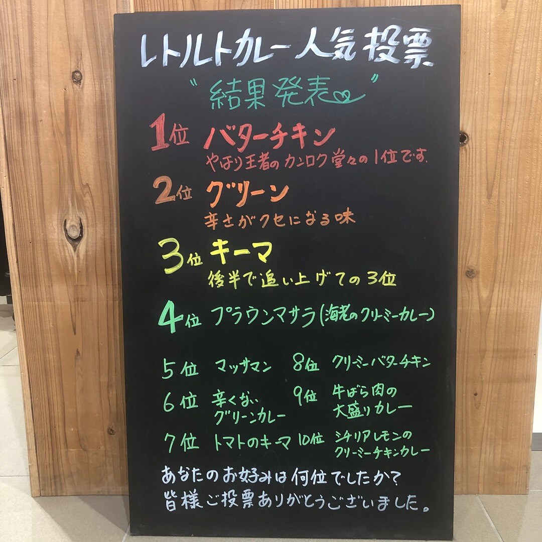 【ジョイナステラス二俣川】カレーランキング　結果発表