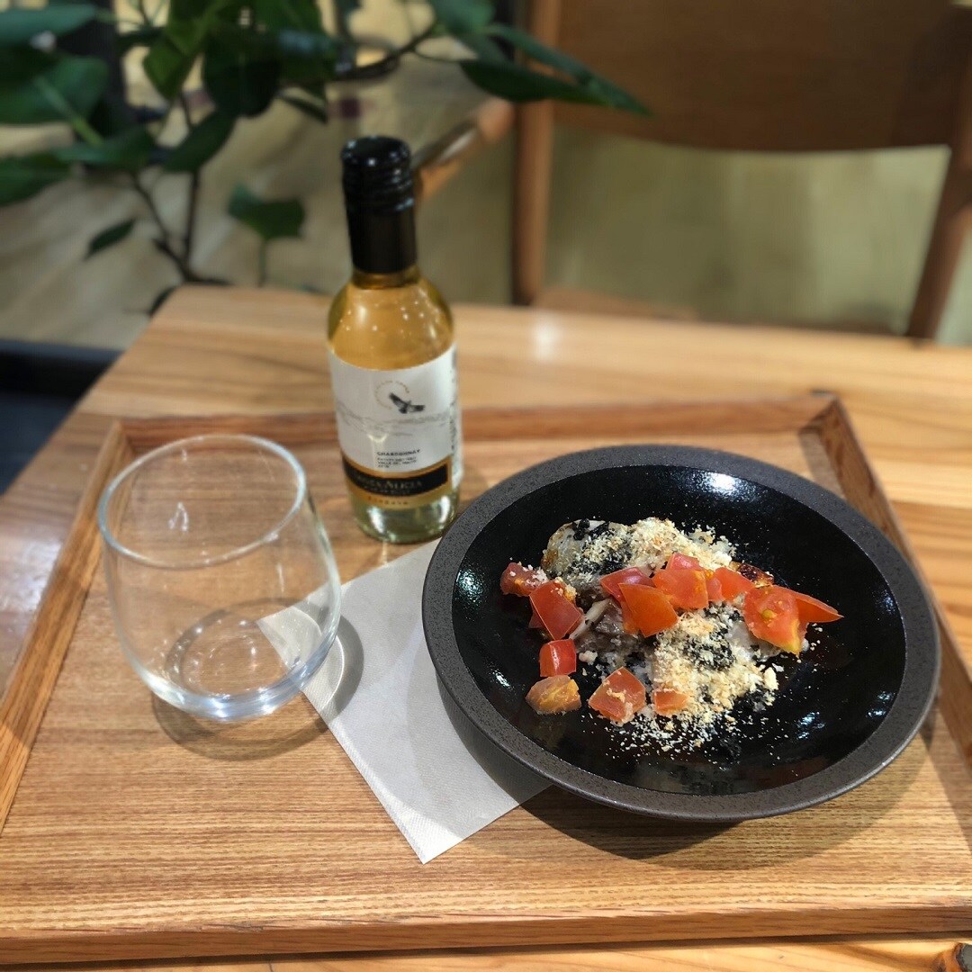 パン粉焼きとワイン