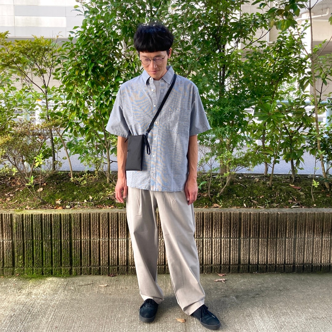 紳士　チェックシャツ　ワンタックワイドパンツ