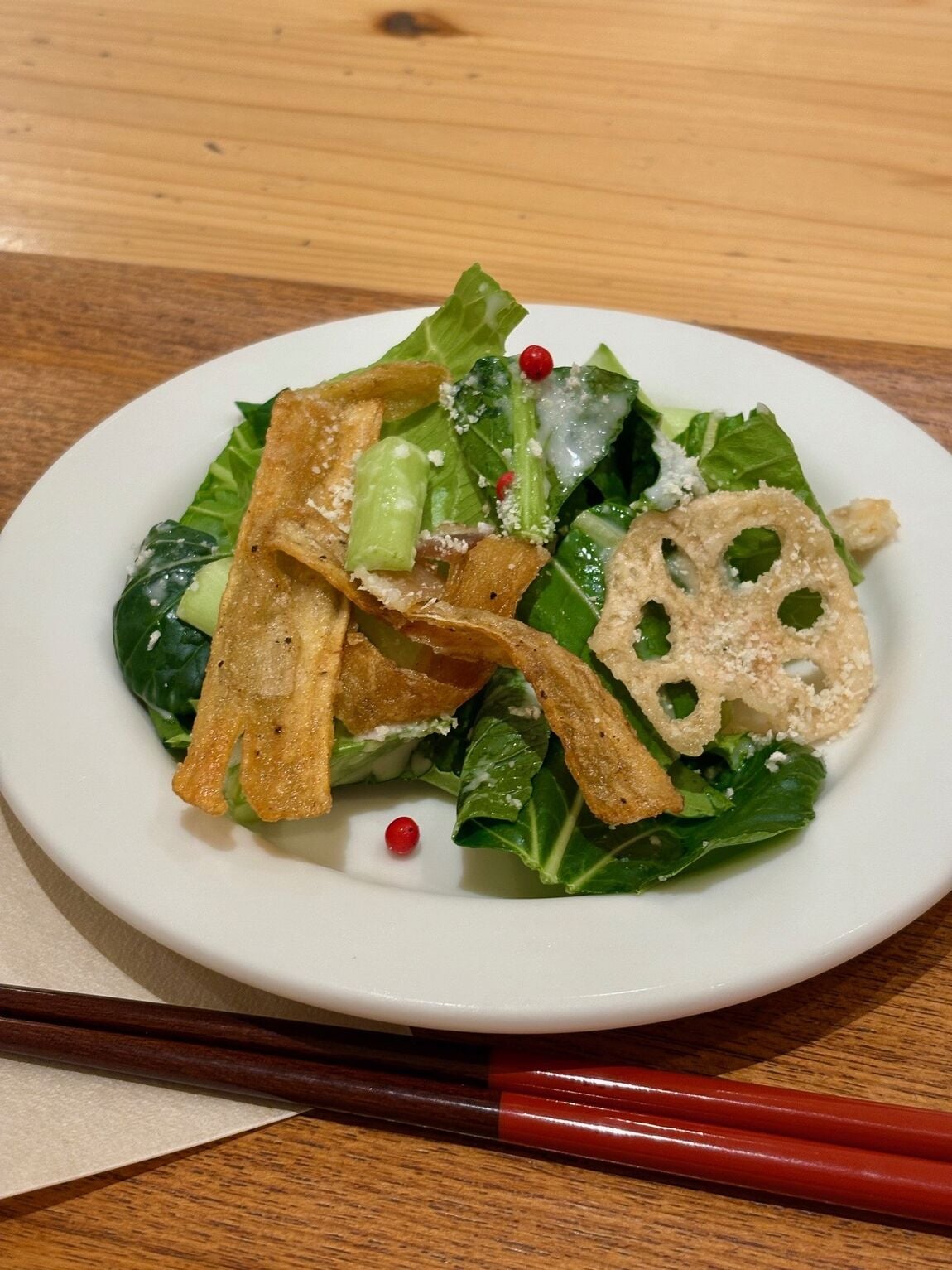 【Cafe＆MealMUJI上野マルイ】小松菜と4ロメインレタスのシーザーサラダ