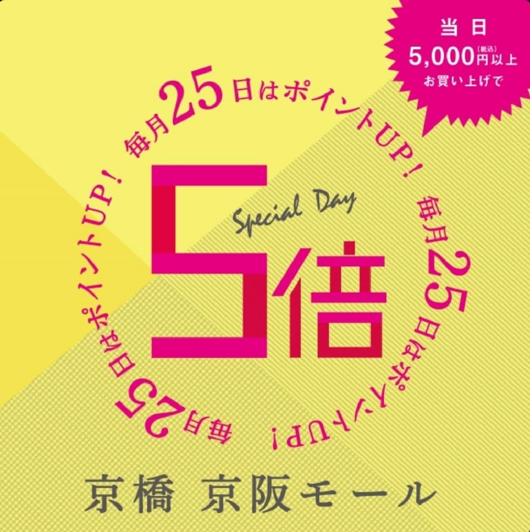 【京阪モール】今月も開催。ポイント5倍デー