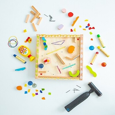 【富山ファボーレ】端材でビー玉迷路をつくろう