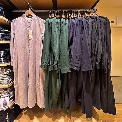 【新百合丘オーパ】無印のものあつめ｜婦人 両面起毛フランネルスタンドカラー長袖ワンピース