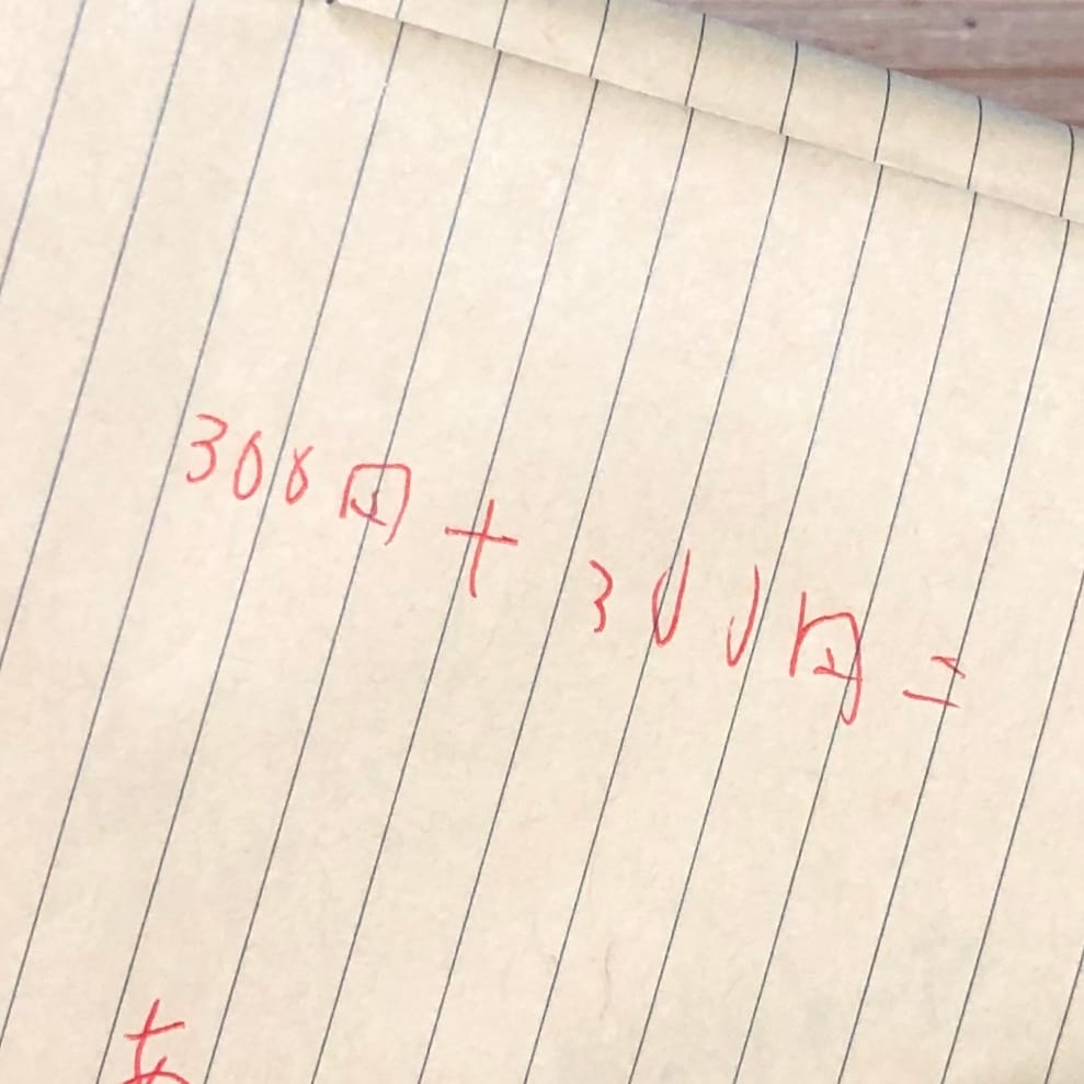 キービジュアル画像：今日の試し書き：300円＋300円＝？