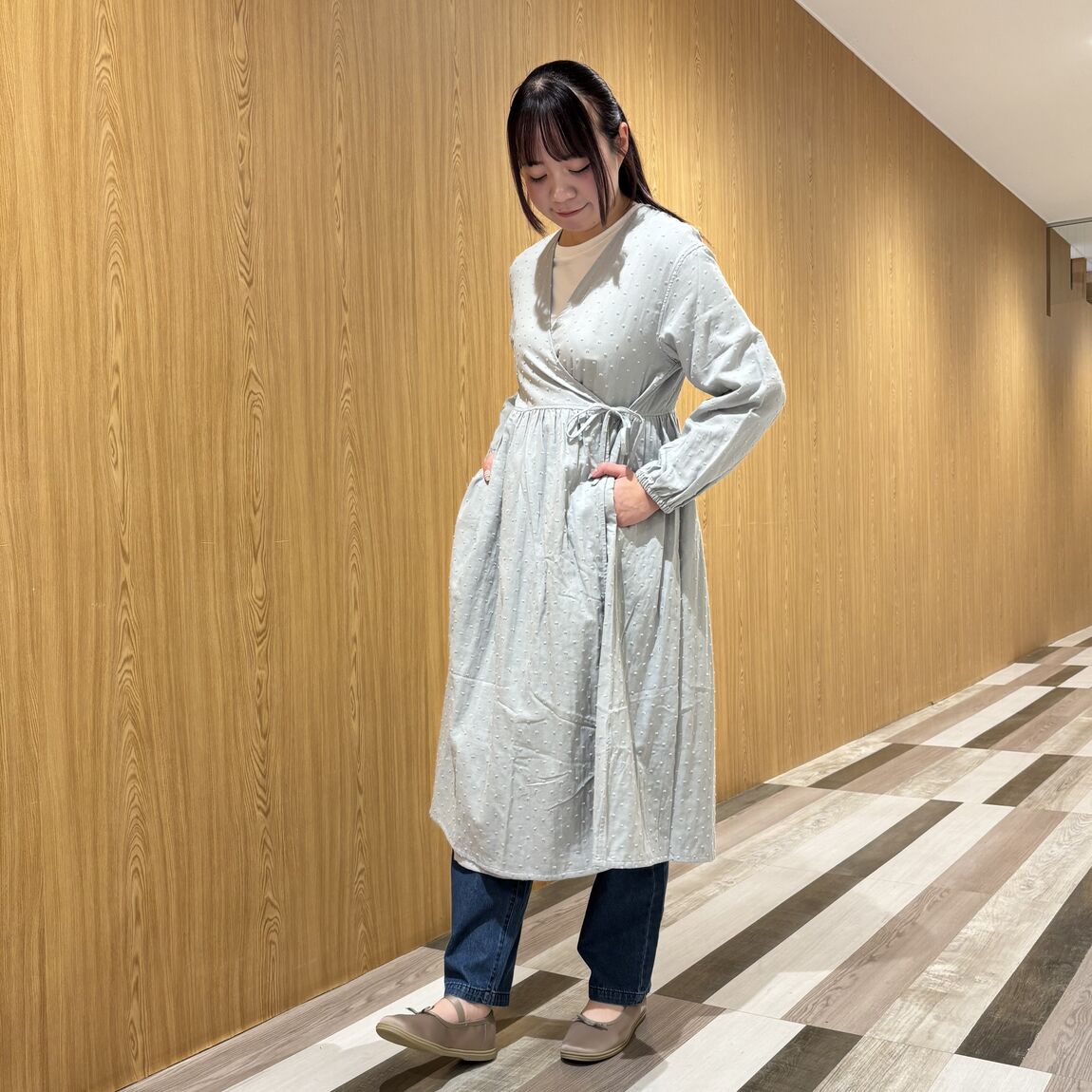 ドットドビーロングカーディガン