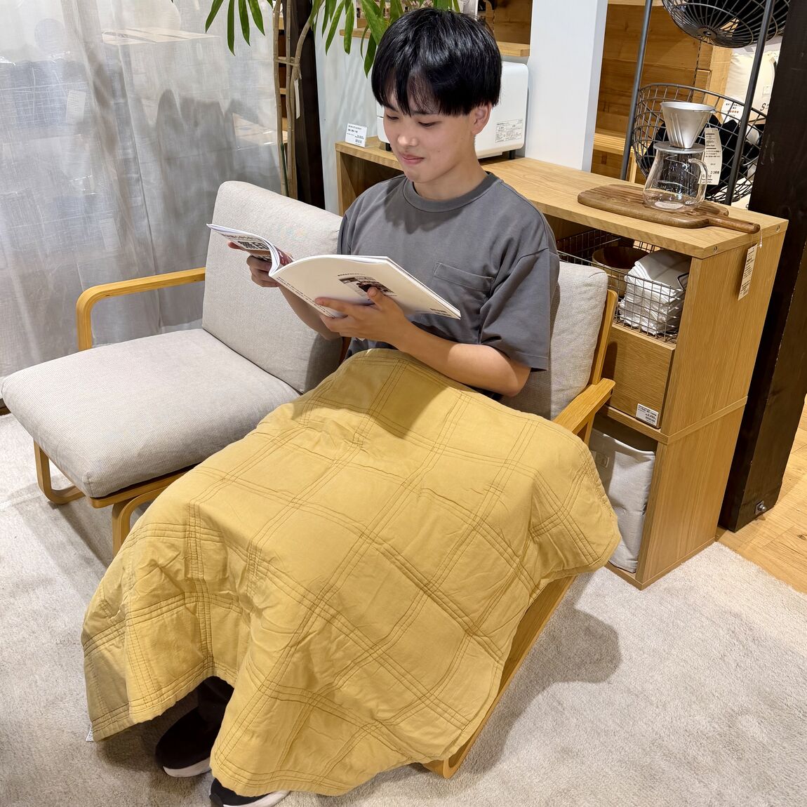 綿　ラインキルトブランケット