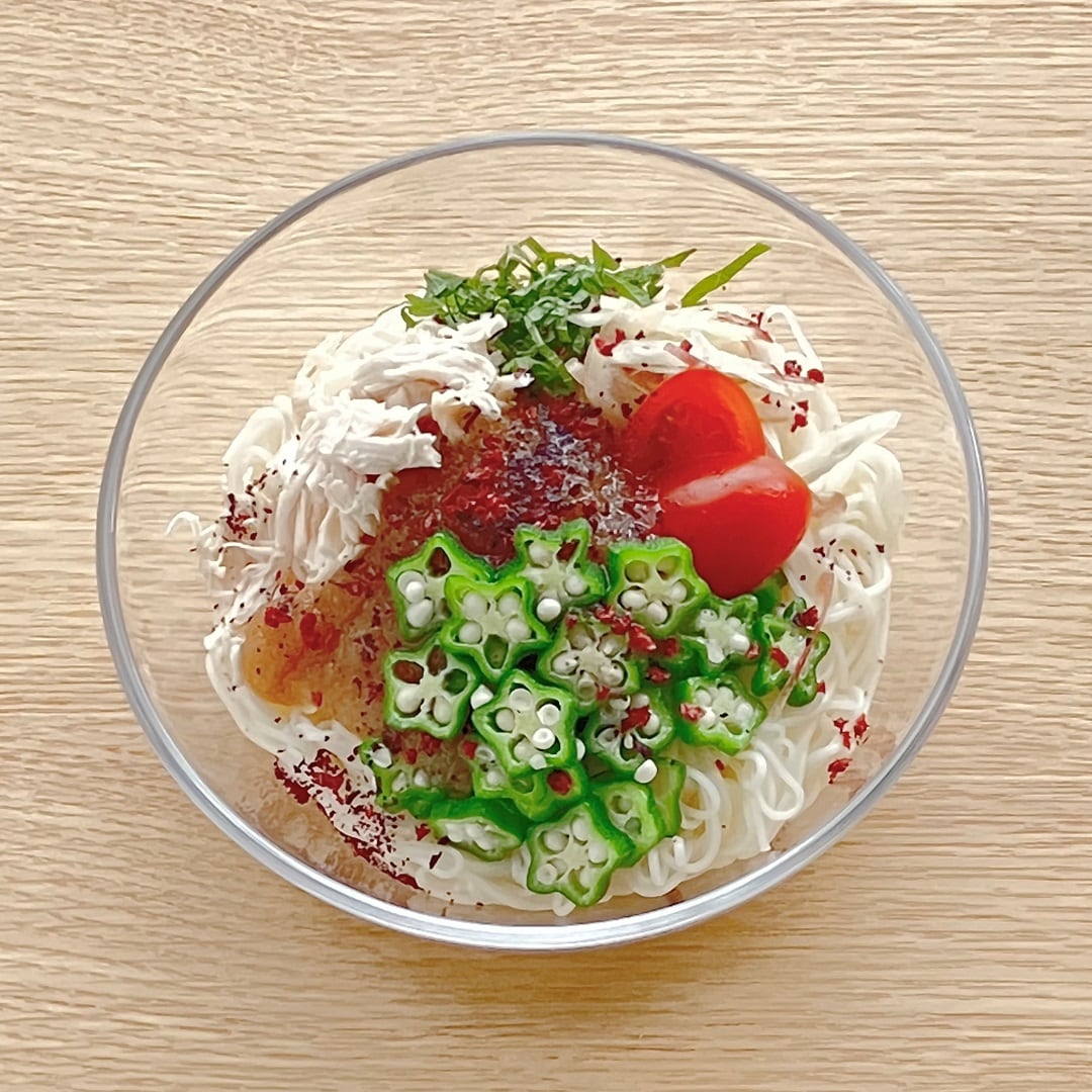 【京都山科】クラとささみの梅しそおろし素麺｜季節野菜のレシピ