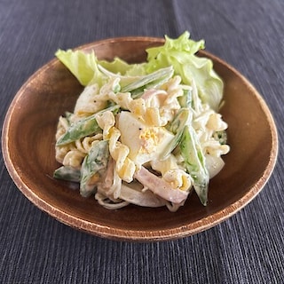 【京都山科】スナップえんどうのシーザーパスタサラダ｜季節野菜のレシピ