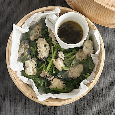 【京都山科】ほうれん草とカキのせいろ蒸し｜季節野菜のレシピ