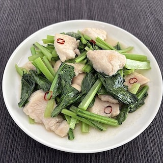 【京都山科】小松菜と鶏胸肉の香味炒め｜季節野菜のレシピ