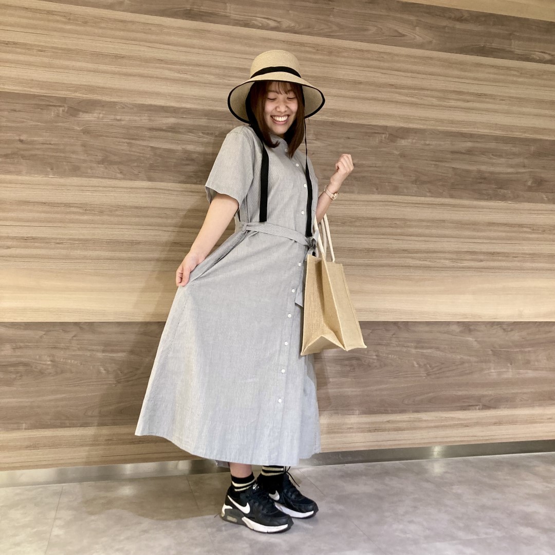 涼感シャツワンピース全身