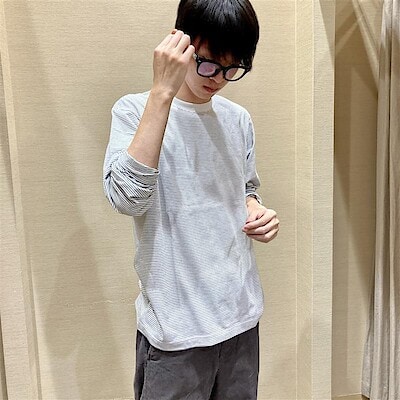 【イオンモール高の原】『何枚あってもいい』定番の天竺編みクルーネック長袖Ｔシャツ