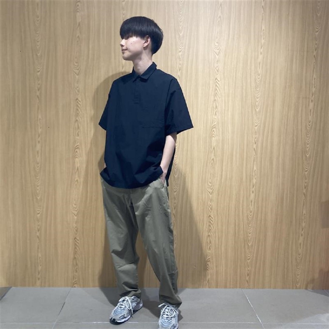 紳士涼感半袖布帛ポロシャツ1
