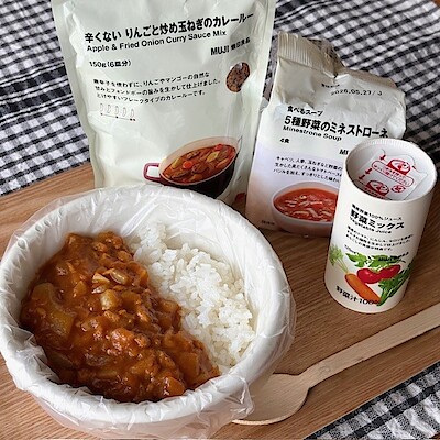 【調布パルコ】湯せん調理で防災レシピ　ローリングストックでつくるミネストローネと野菜ジュースの辛くないカレー
