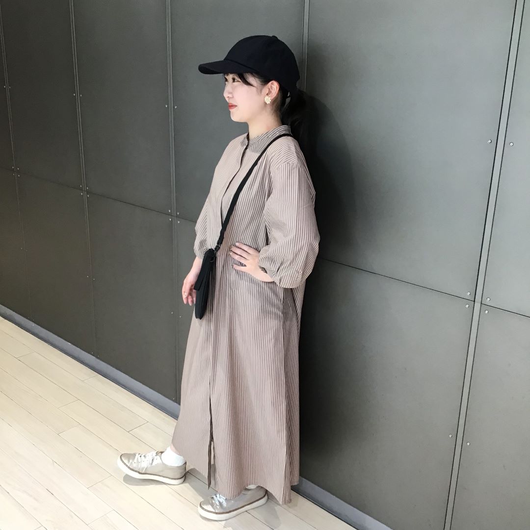 乾きやすいブロード　七分袖ワンピース