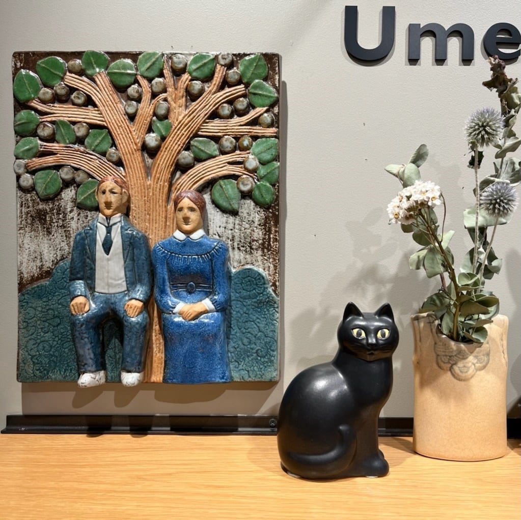 Lisa Larson リサ・ラーソン アンティーク UNIK CAT ネコ陶板 ブルーアイ
