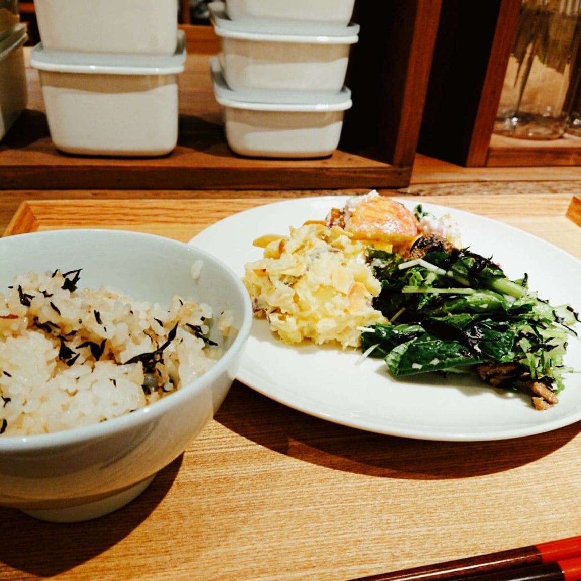 【Café＆Meal MUJI近鉄四日市】ひじきの和風サラダ、さつまいものポテトサラダ