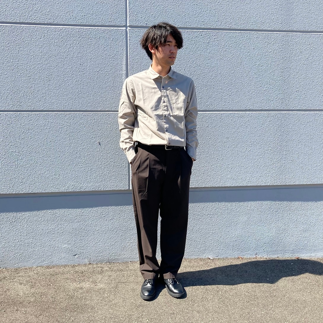 【ライフガーデン利府】洗いざらしブロード長袖シャツ、乾きやすいイージータックワイドパンツ