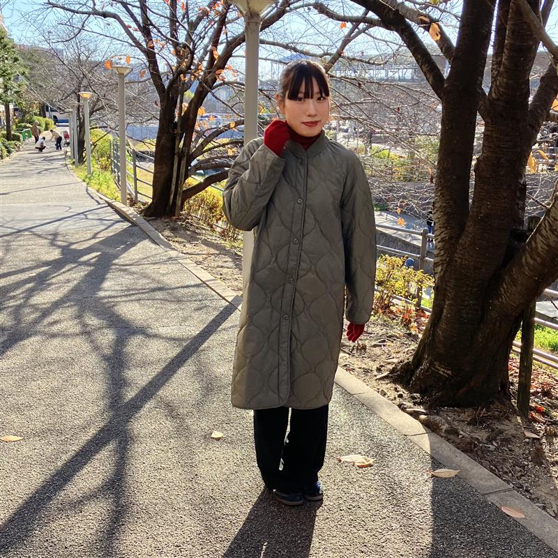 【みのおキューズモール】さっと羽織っておしゃれに防寒！「ふんわり中わたキルティングコート」 