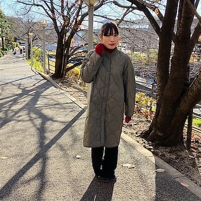 【みのおキューズモール】さっと羽織っておしゃれに防寒！「ふんわり中わたキルティングコート」