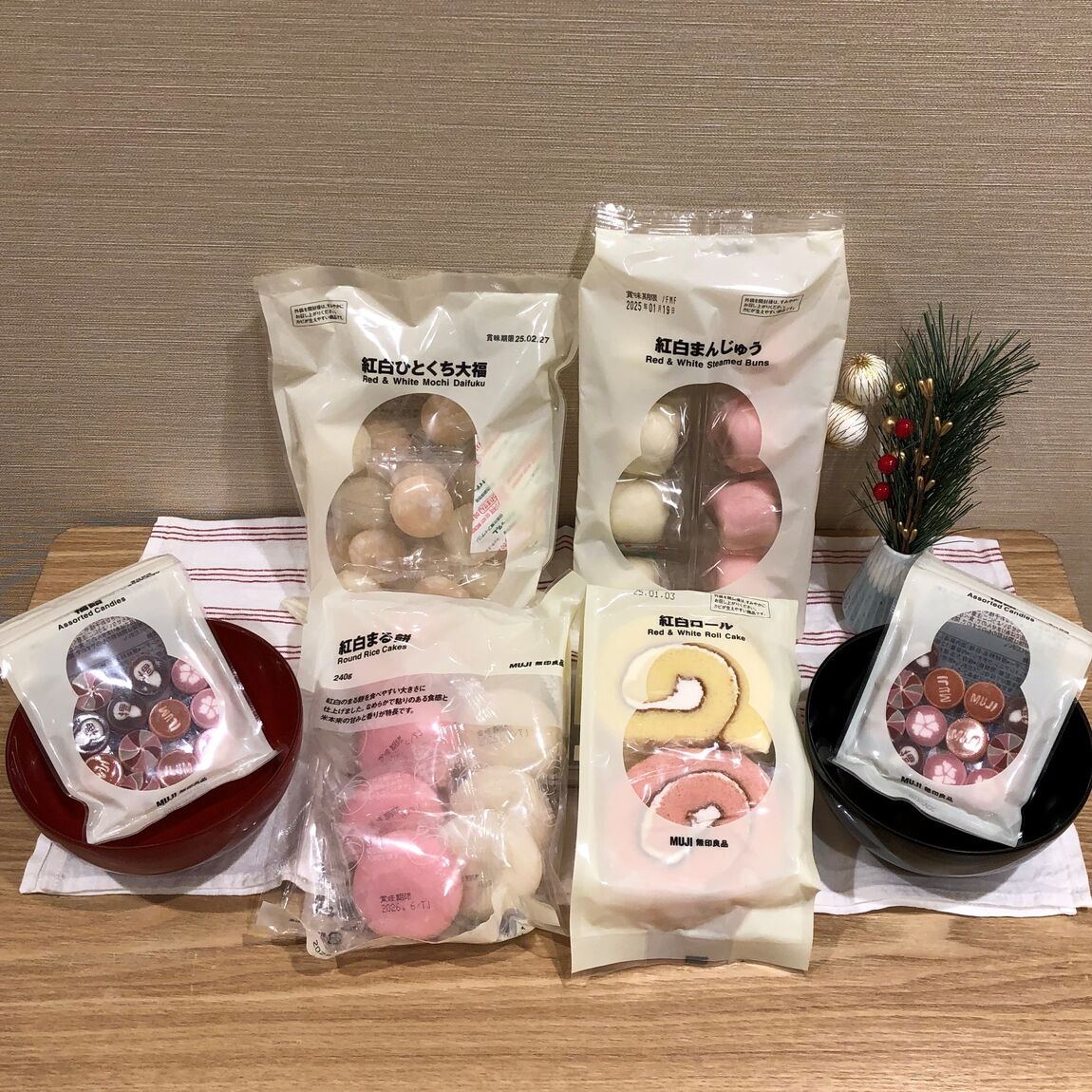 紅白のお菓子