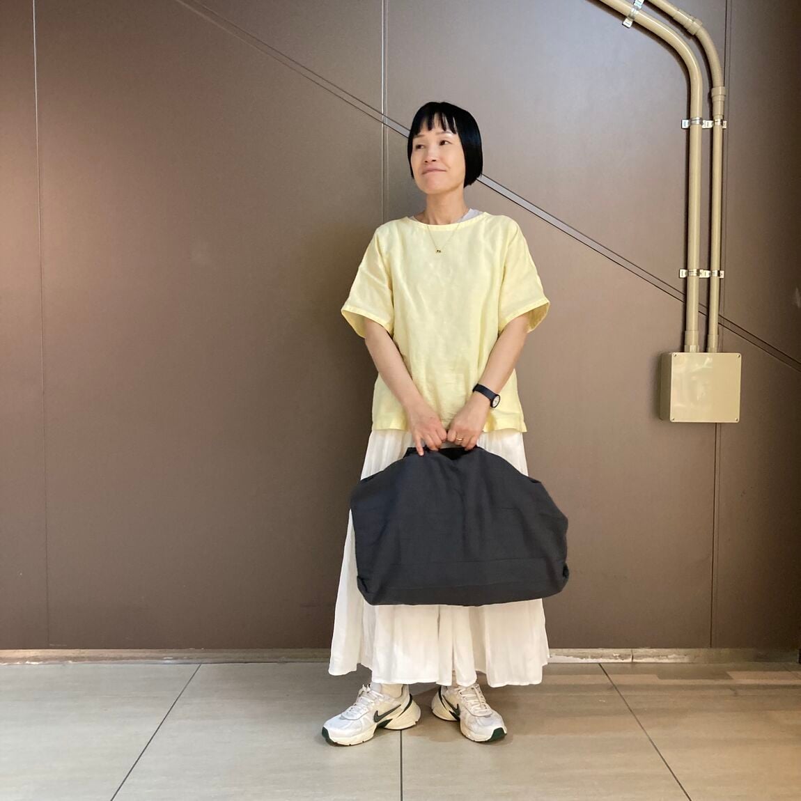 不揃い楊柳スカートパンツ