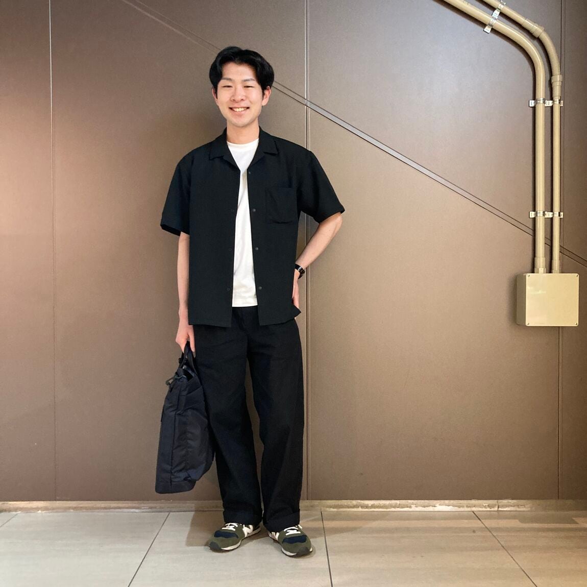 風通すオープンカラー半袖シャツ