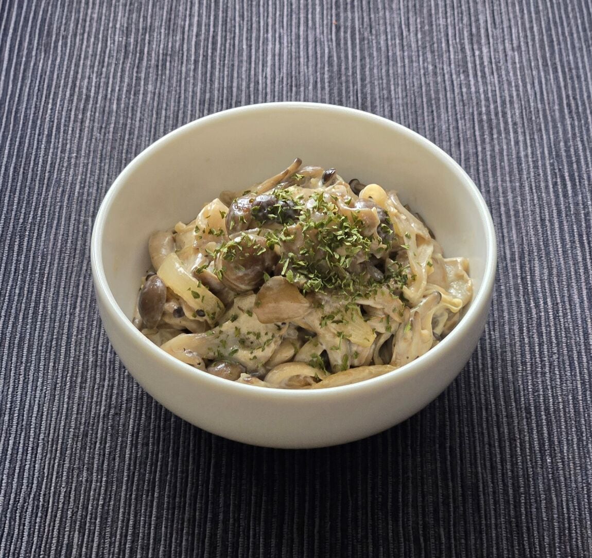 【堺北花田】きのこのガーリッククリーム和え｜あしたのキッチンカウンター