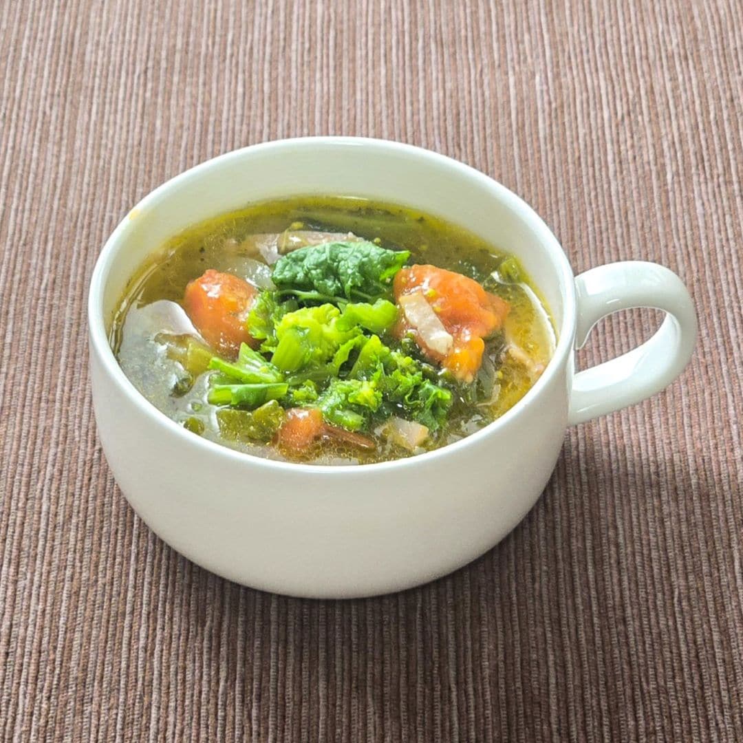 【堺北花田】菜の花のアヒージョ風スープ煮｜あしたのキッチンカウンター