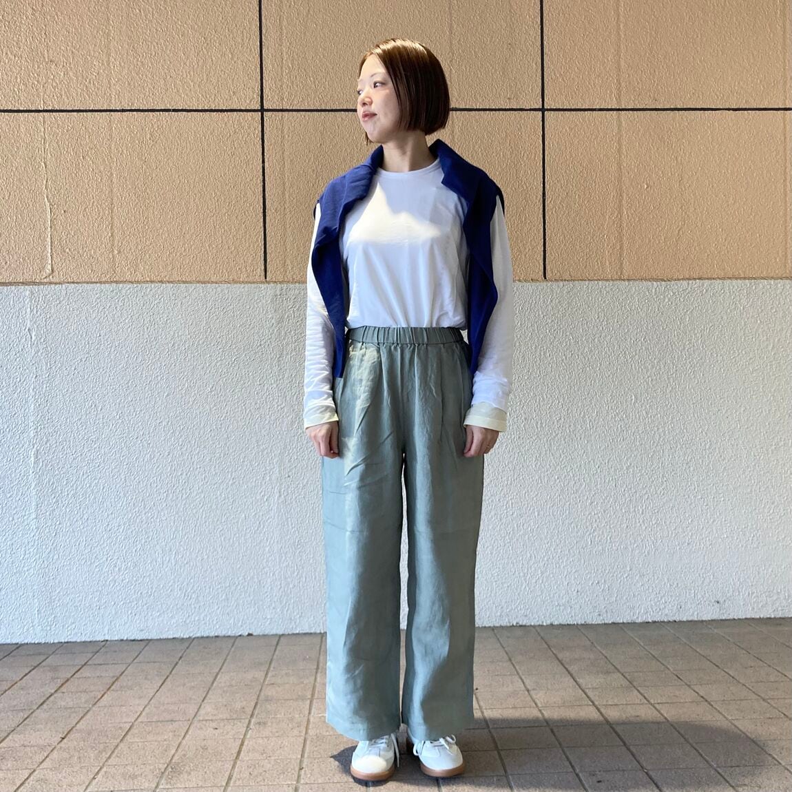 強撚天竺編みクルーネック長袖Ｔシャツ