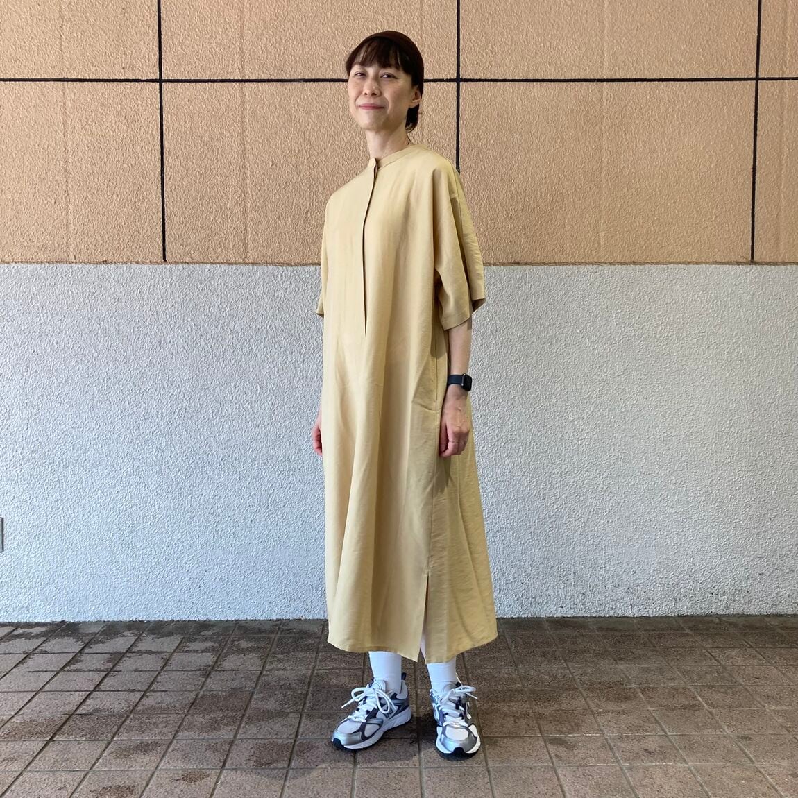 なめらか五分袖ワンピース