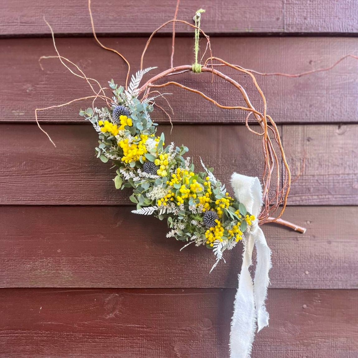 直江津】ミモザのハーフリース作り｜ 無印良品