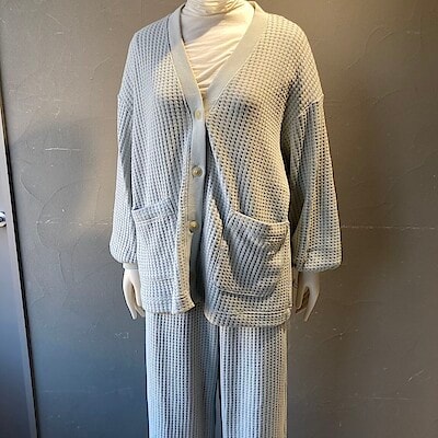 【芦屋モンテメール】婦人ざっくり編んだ長袖カーディガン/ロングパンツ