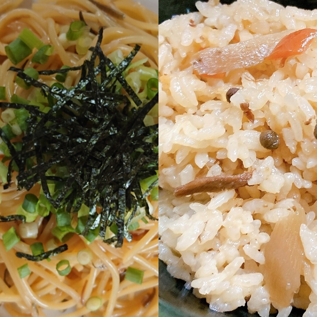 炊き込みご飯とパスタ