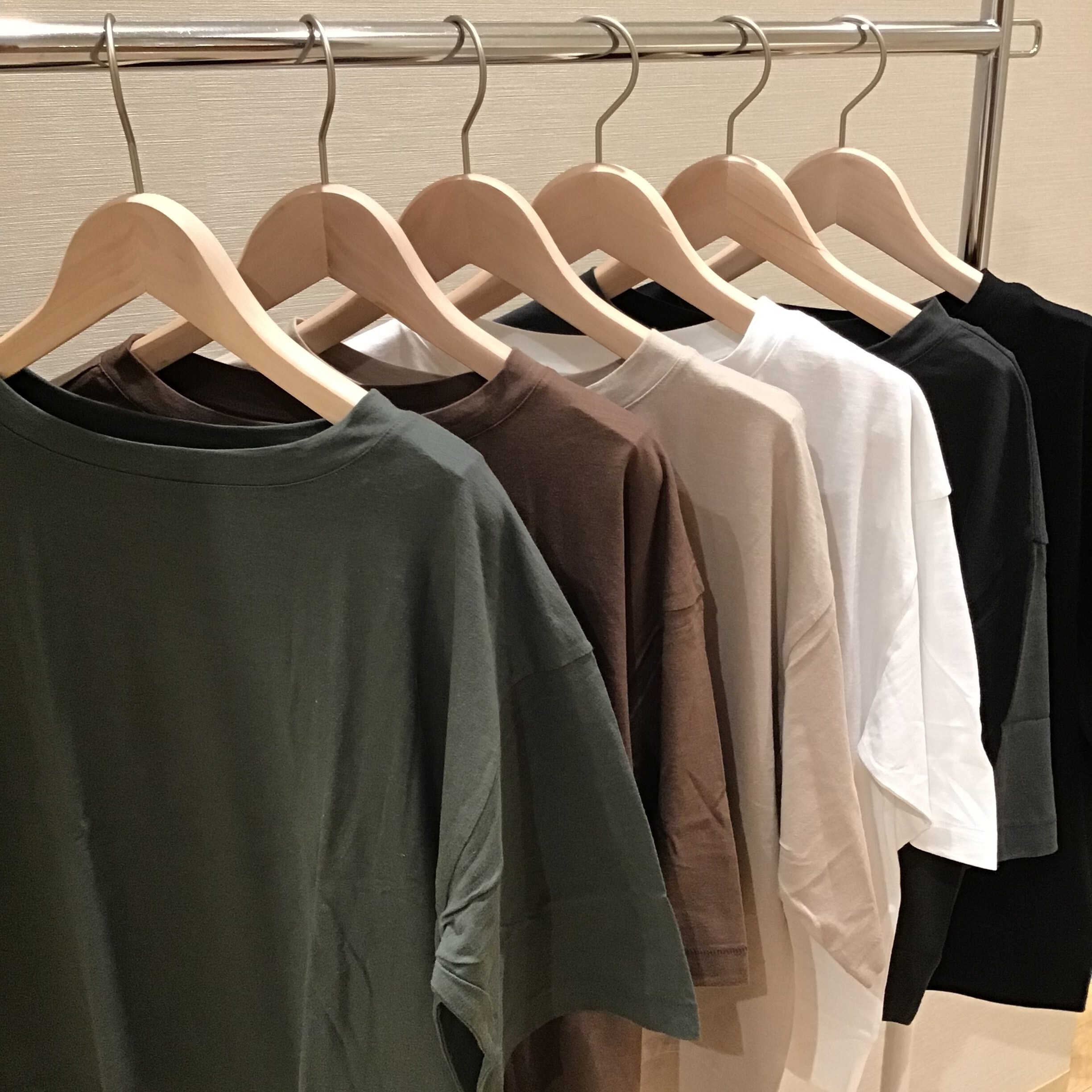ムラ糸天竺編み五分袖Tシャツ