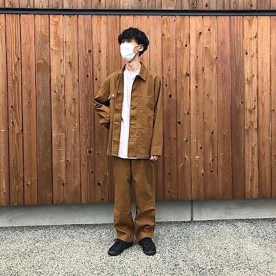紳士 木の実から作ったカポック混キャンバス カバーオール
