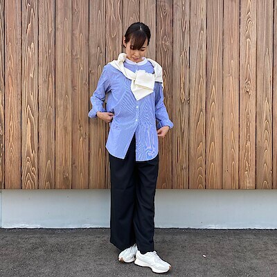 【アル・プラザ小松】　スタッフスナップ　婦人　「なめらかリヨセル混　イージーワイドパンツ」　着用身長165ｃｍ